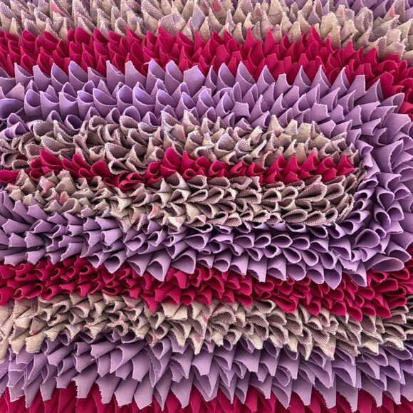 Handmade Pink Purple Rag Rug Rectangle Vibrant Shaggy Mat 26in x 16 in - Picture 3 of 7